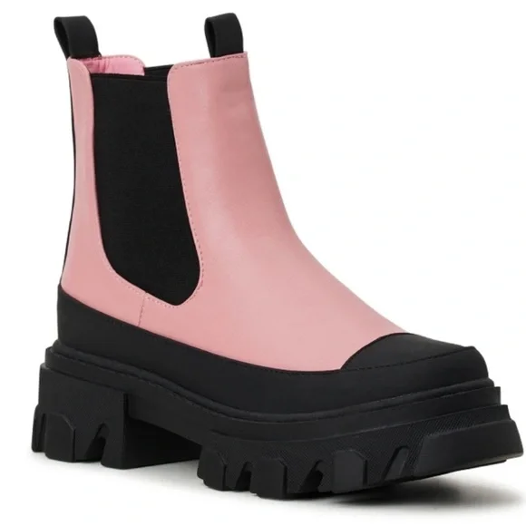 Portland Boot Company Pink&Black Streetwear Vegan Chelsea Boots, Size 8.5 - Picture 3 of 7